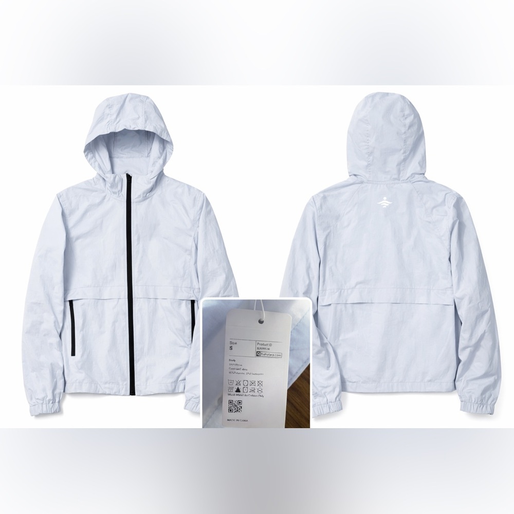 Halara Lightweight Hooded Windbreaker Jacket Light Blue Size Small NWT - Picture 3 of 6